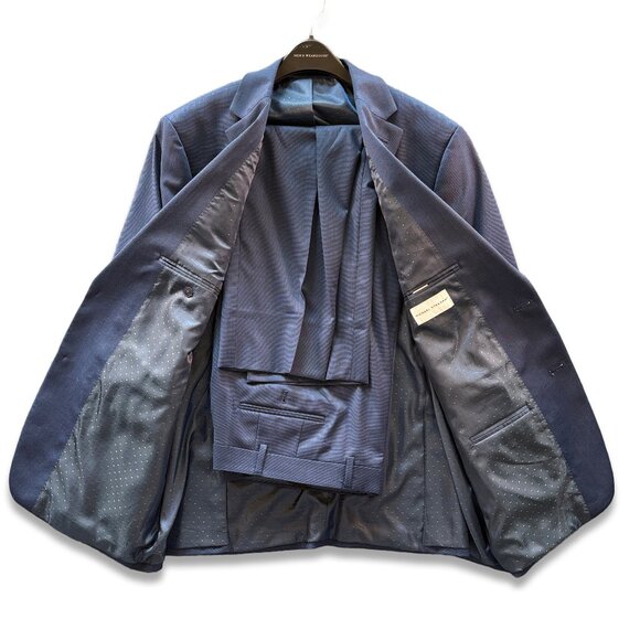 Michael Strahan 2-Piece Blue Wool Blend Wedding Suit Men's 44R 40x32 - Picture 1 of 16